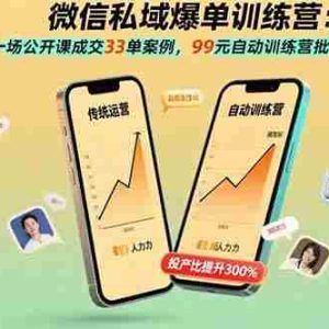 （15843期）微信私域爆单训练营：一场公开课成交33单案例，99元自动训练营批量变现术