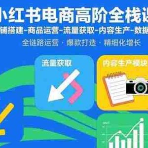 （15840期）小红书电商高阶全栈课：店铺搭建-商品运营-流量获取-内容生产-数据优化