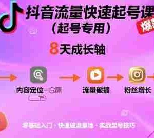 抖音流量快速起号课（起号专用），8天带你做爆自己的账号