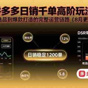 （15850期）拼多多日销千单高阶玩法：从选品到爆款打造的完整运营链路（8月更新）