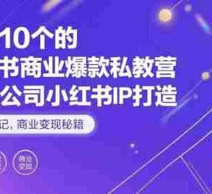 月入10个的小红书商业爆款私教营，一人公司小红书IP打造，爆款笔记，商业变现秘籍