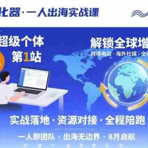 出海去孵化器，一人出海实战课，​超级个体第1站，解锁全球增长