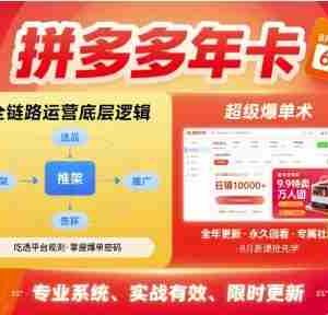 拼多多年卡【8月更新6节】拼多多全链路运营底层逻辑，超级爆单术