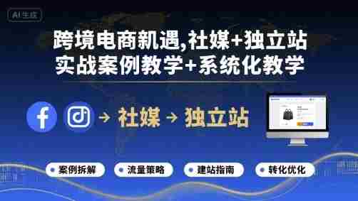跨境电商新机遇，社媒+独立站，实战案例教学+系统化教学