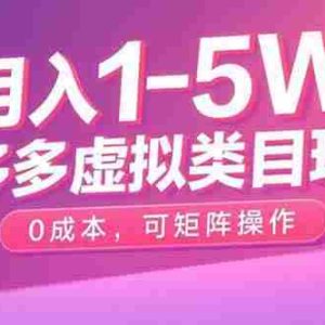 （15903期）月入1-5W，拼多多虚拟类目玩法，0成本，可矩阵操作