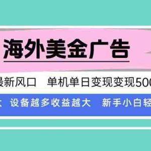 （15902期）最新海外广告美金，全自动挂机，单机单日500+，可矩阵放大，新手小白轻…