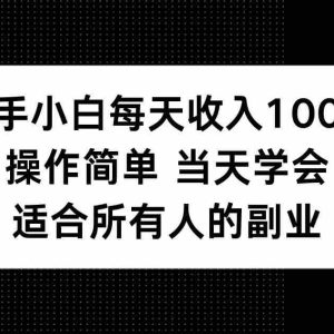 （15937期）新手小白每天收入100+，操作简单 当天学会 ，适合所有人的副业