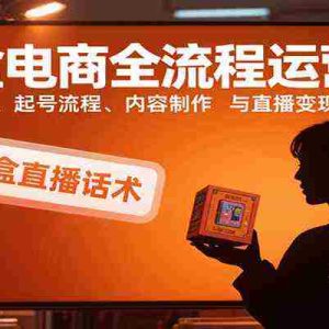 盲盒电商全流程运营课：抖店搭建、起号流程、内容制作与直播变现实战指南