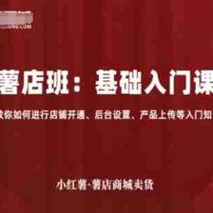 小红薯薯店商城卖货，基础入门课，教你如何进行店铺开通、后台设置、产品上传等入门知识