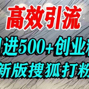 怎么打创业粉？搜狐网打精准创业粉，打粉引流教程，单人日引500+精准创业粉
