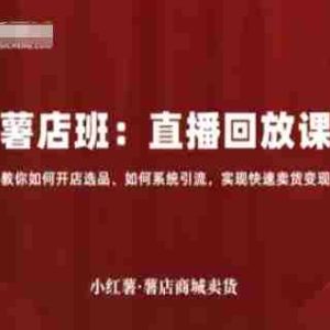 小红薯薯店商城卖货直播回放课，教你如何开店选品、如何系统引流，实现快速卖货变现