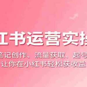 小红书运营实操课：选品、笔记创作、流量获取、起号变现等，让你在小红书轻松获收益