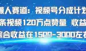 懒人赛道：视频号分成计划单条视频120W点赞量 收益高综合收益在1.5K左右