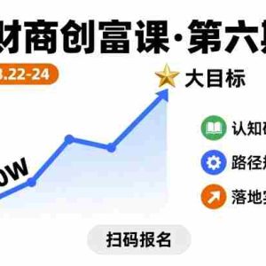 财商创富课第六期8月22-24号，如何从10W起步，一步步实现大目标