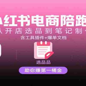 小红书电商陪跑课：从开店选品到笔记制作，含工具插件+爆单文档，助你赚第一桶金