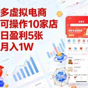 拼多多虚拟电商，单人可操作10家店，单店日盈利5张，矩阵月入1W+【揭秘】