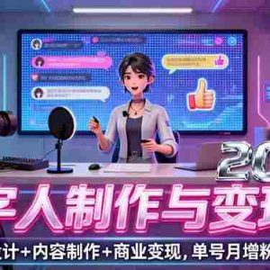 （16032期）2025数字人制作与变现课，创意设计+内容制作+商业变现，单号月增粉10万+
