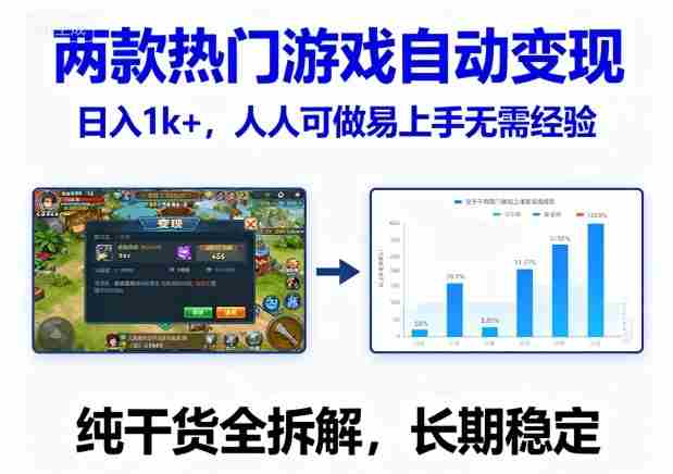 两款热门游戏自动变现，日入1k+，人人可做易上手无需经验，纯干货全拆解，长期稳定【揭秘】
