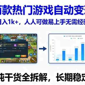 两款热门游戏自动变现，日入1k+，人人可做易上手无需经验，纯干货全拆解，长期稳定【揭秘】