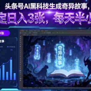 头条号AI黑科技生成奇异故事，稳定日入3张，每天半小时