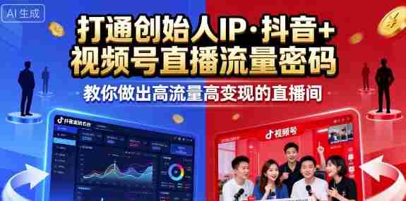 25年直播9-10两期线下课,打通创始人IP,抖音+视频号直播流量密码,教你做出高流量高变现的直播间