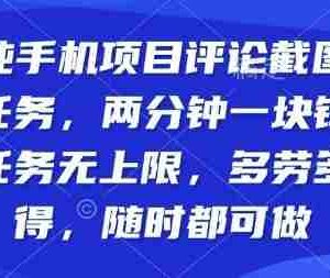 纯手机项目评论截图任务，两分钟一块钱多劳多得，随时随地都能做【揭秘】