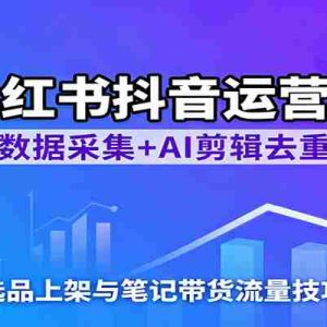 小红书抖音运营课：数据采集+AI剪辑去重，选品上架与笔记带货流量技巧