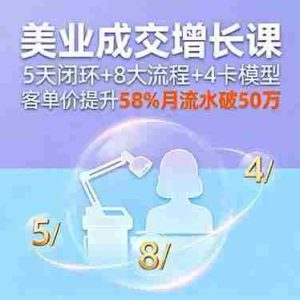 （16064期）美业成交增长课，5天闭环+8大流程+4卡模型，客单价提升58%月流水破50万