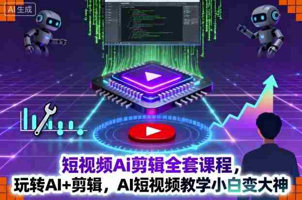 短视频Ai剪辑全套课程,玩转AI+剪辑,AI短视频教学小白变大神