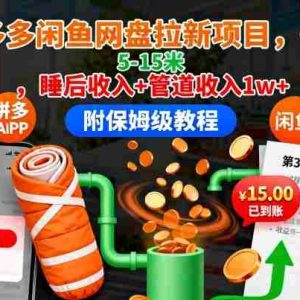 拼多多闲鱼网盘拉新项目，一单5-15米，睡后收入+管道收入1w+（附保姆级教程）