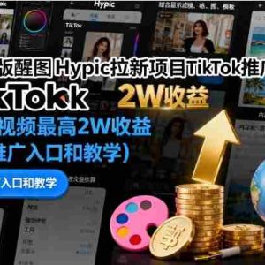 国际版醒图Hypic拉新项目TikTok推广教学，一条视频最高2W收益（附推广入口和教学）