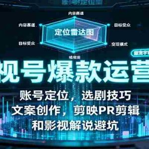 影视号爆款运营课：账号定位，选剧技巧，文案创作，剪映PR剪辑和影视解说避坑