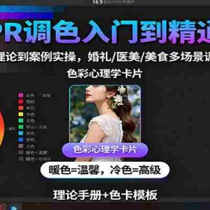 PR调色入门到精通：从色彩理论到案例实操，婚礼/医美/美食多场景调色技巧