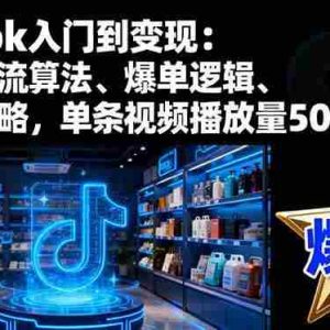 （16367期）TikTok入门到变现：掌握推流算法、爆单逻辑、打品策略，单条视频播放量50w