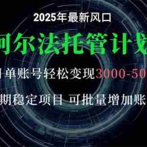 （16360期）阿尔法托管计划 单账号月入3000-5000，长期稳定项目，新手小白轻松上手。