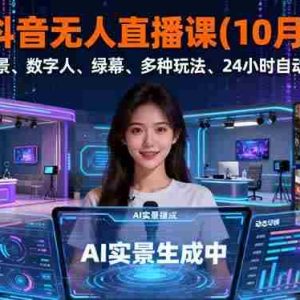 （16355期）抖音无人直播课(10月)，AI实景、数字人、绿幕、多种玩法、24小时自动盈利