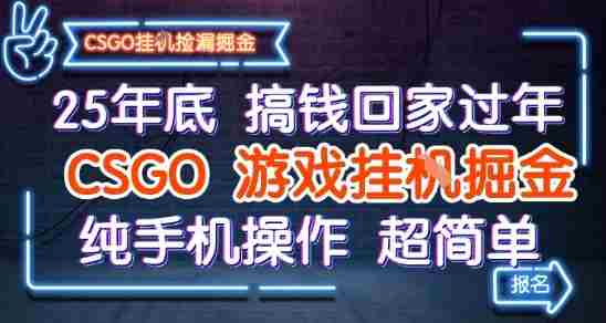 25年底搞钱回家过年,CSGO游戏挂G掘金,纯手机操作超简单【揭秘】