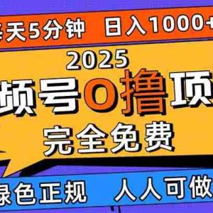 （16388期）2025视频号0撸项目，5分钟一个号，日入1000+，人人可做