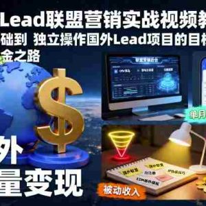 国外Lead联盟营销实战视频教程，从零基础到独立操作国外Lead项目的目标，开启海外淘金之路