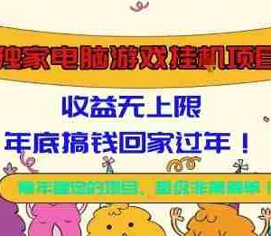 独家电脑游戏挂G项目，常年稳定，收益无上限，年底搞钱回家过年【揭秘】