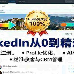 LinkedIn从0到精通课：国际版注册，Profile优化，AI写内容，精准获客与CRM管理