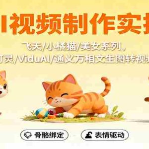 AI视频制作实操，飞天/小橘猫/美女系列，可灵/ViduAl/通义万相文生图转视频
